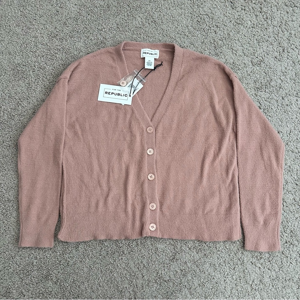 For The Republic Dusty Mauve Pink Cardigan Womens XS